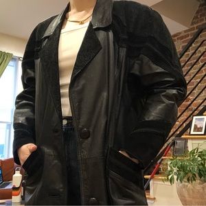Vintage genuine leather trenchcoat/peacoat